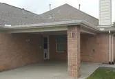 one wing tie in patio cover with brick column